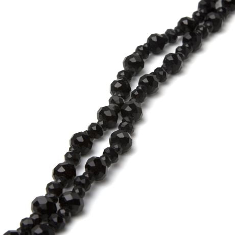 Beads - Glass Strand Faceted Rondell Black 16in/40.6cm