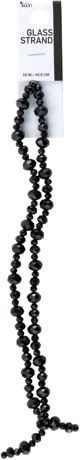 Beads - Glass Strand Faceted Rondell Black 16in/40.6cm