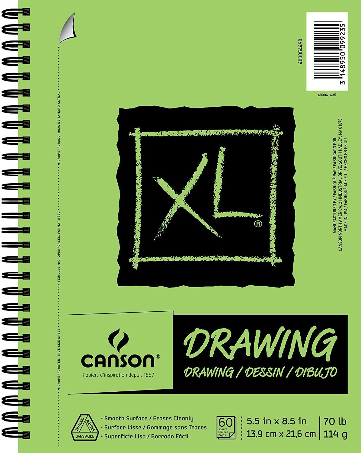 Paper - Canson XL Series Drawing Paper, Wirebound Pad, 5.5x8.5 inches