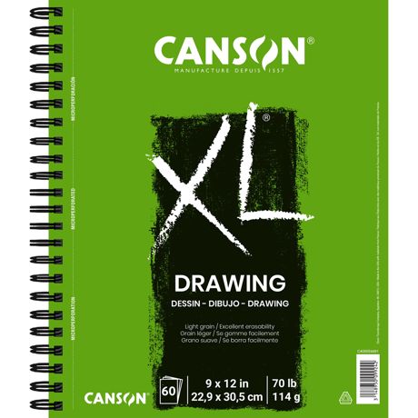 Paper - Canson XL Series Drawing Paper, Wirebound Pad,9"X12" inches