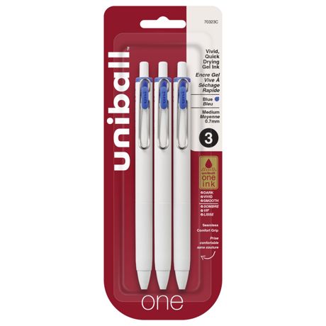 Pen - Uni-Ball One Retractable Medium Point Gel Pens 3/Pkg Blue