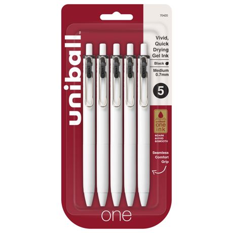 Pen - Uni-Ball One Retractable Medium Point Gel Pens 5/Pkg Black