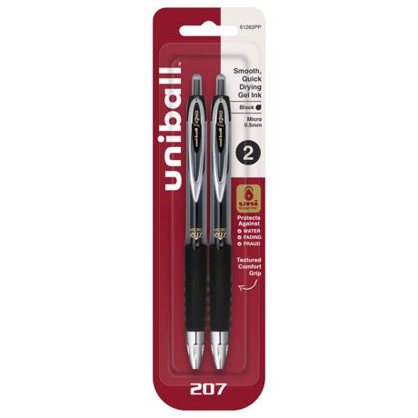 Pen - Uni-Ball 207 Retractable Micro Point Gel Pens 2/Pkg