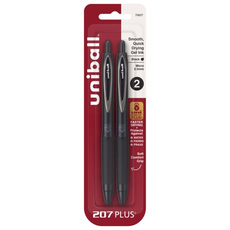Pen -Uni-Ball 207 Plus+ Retractable Micro Point Gel Pens 2/Pkg