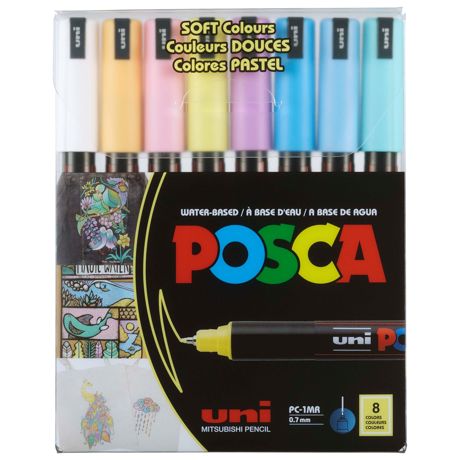 Markers - POSCA 1MR Paint Marker X-Fine Metal Tip .7mm 8pk