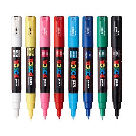 Markers - POSCA 1M Paint Marker X-Fine Bullet Tip .7mm 8/Pkg Basic