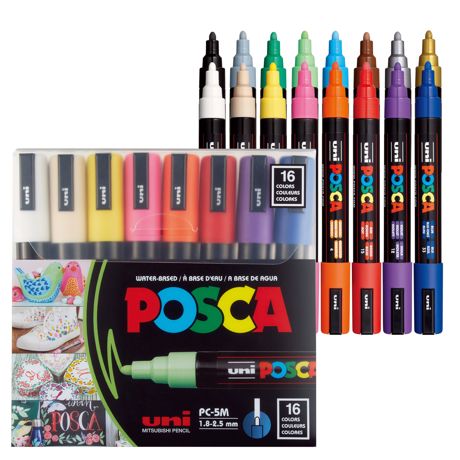 Markers - POSCA 5M Medium Bullet Tip 2.5mm Paint Marker 16/Pkg