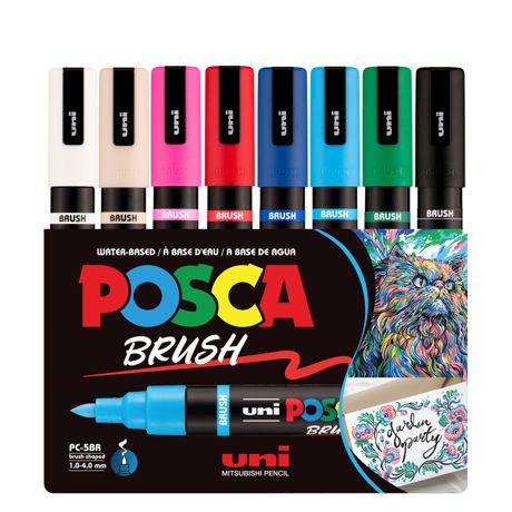 Markers - POSCA 5BR Paint Marker Brush Tip (1-4mm) 8/Pkg