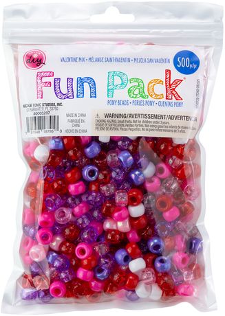 Beads - CousinDIY Pony Beads 6mmx9mm 750/Pkg - Valentine Mix