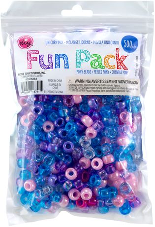 Beads - CousinDIY Pony Beads 6mmX9mm 500/Pkg - Unicorn Mix
