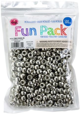Beads - CousinDIY Pony Beads 6mmX9mm 500/Pkg Silver