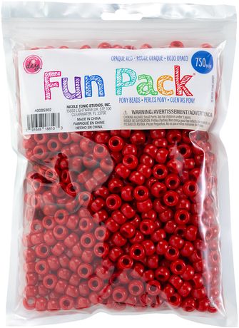 Beads - CousinDIY Pony Beads 6mmx9mm 750/Pkg - Red