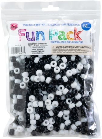 Beads - CousinDIY Pony Beads 6mmX9mm 750/Pkg Black & White