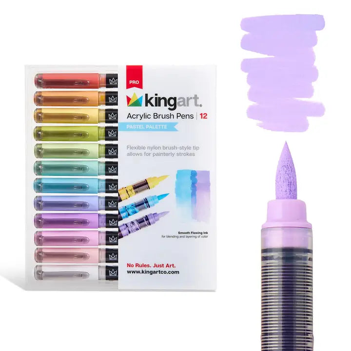 Markers - Pro Acrylic Paint Brush Pens - 12 Pastel Colors
