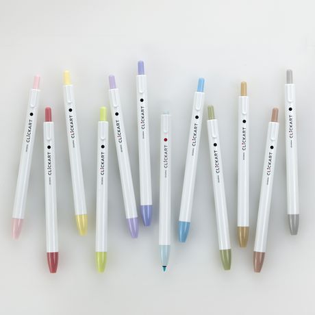 Marker - Zebra ClickArt Retractable Pastel Felt Tip Marker 0.6mm 12/Pkg