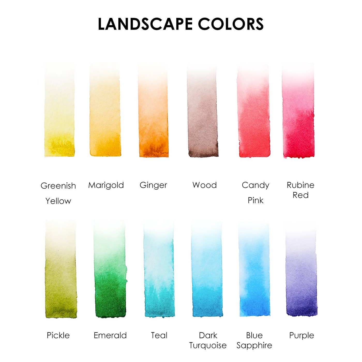 Watercolor - Watercolor Pocket Set Of 12 With Brush - Landscape Colors