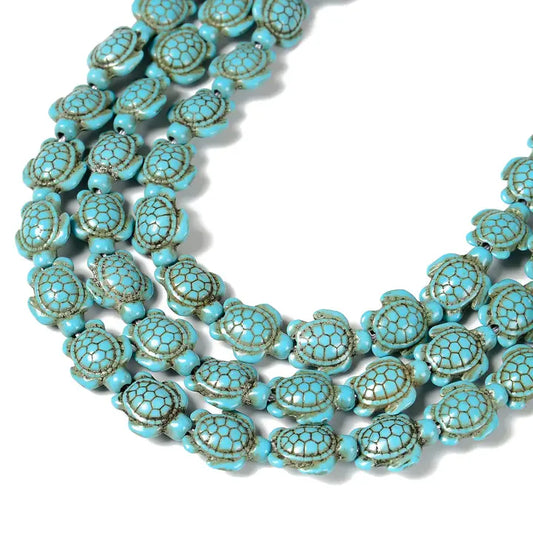 Beads - 15x18mm - Blue Howlite Turquoise Turtle Beads 15.5" Strand