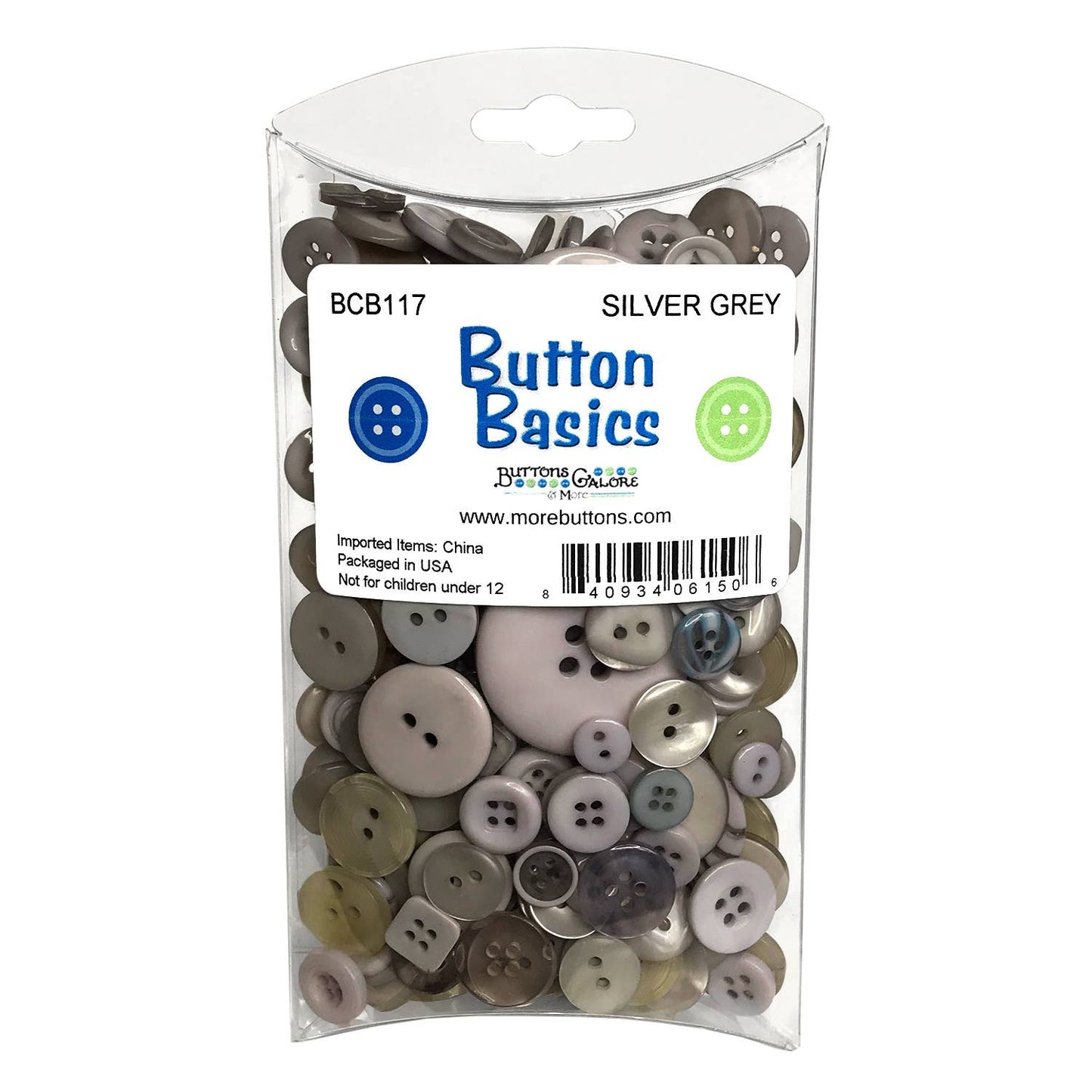 Buttons - Colorful Craft & Sewing Buttons - Silver Grey