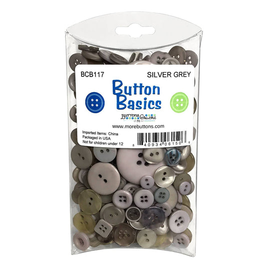 Buttons - Colorful Craft & Sewing Buttons - Silver Grey
