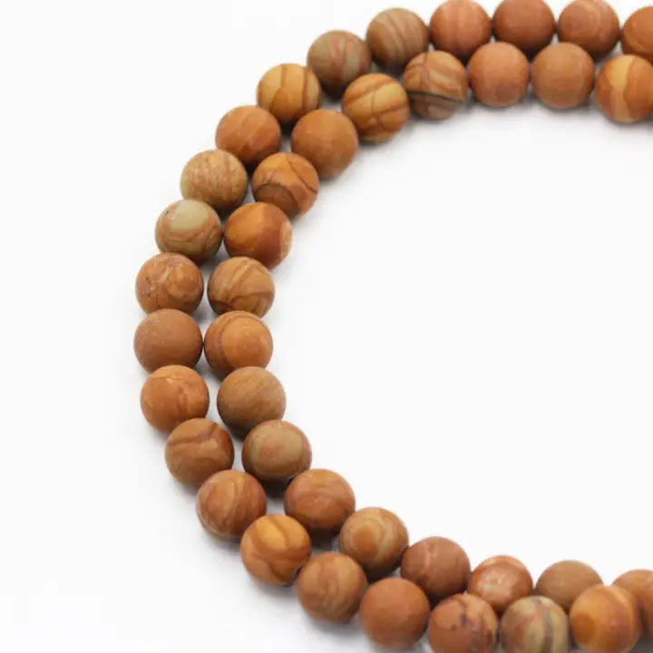 Beads - Wood Grain Jasper Matte Round Beads 10mm 15.5" Strand