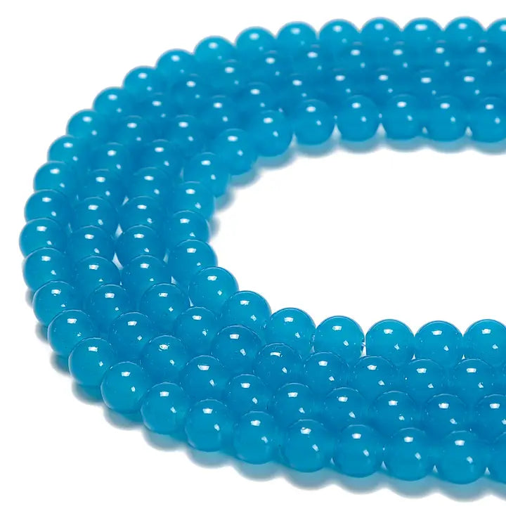Beads - Blue Crystal Glass Smooth Round Beads Size 8mm Approx 15.5" Strand