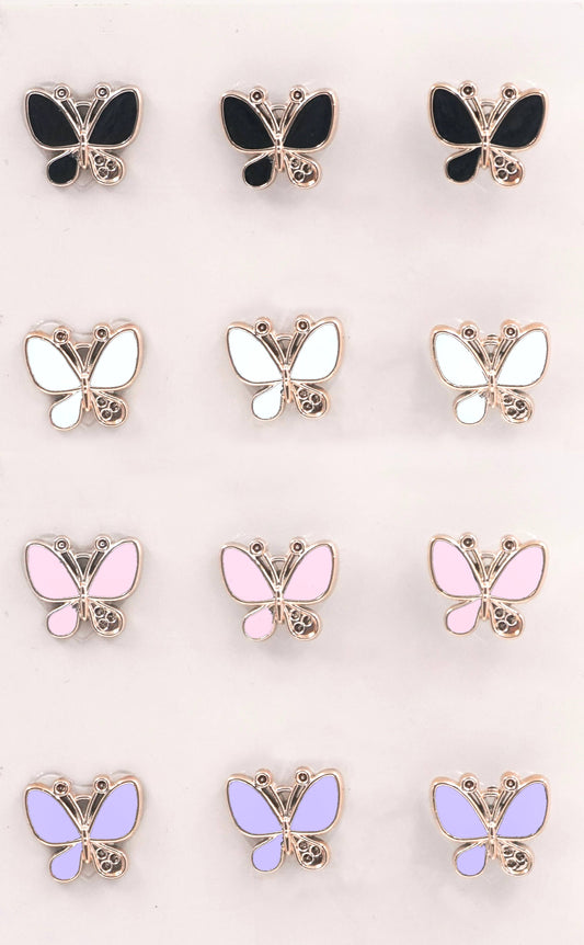 Stickers - Metal with Enamel Rhinestone Butterfly Pendants