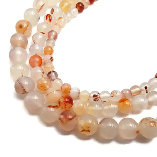 Beads - Red Dendritic Montana Agate Smooth Round Beads 8mm 15.5" Strand