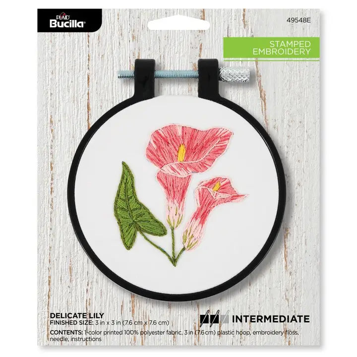 Cross Stitch - Bucilla Stamped Embroidery Kit - Delicate Lily 3"