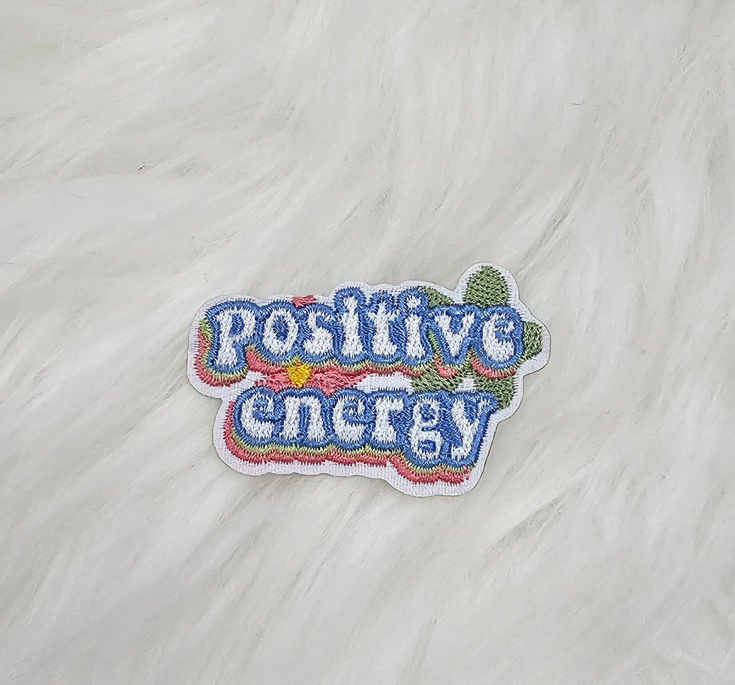 Patch - 'Positive Energy' Floral Pastel Embroidery Iron On Patch