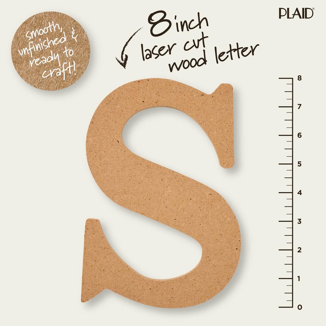 Wood - 8 inch MDF Letter - S