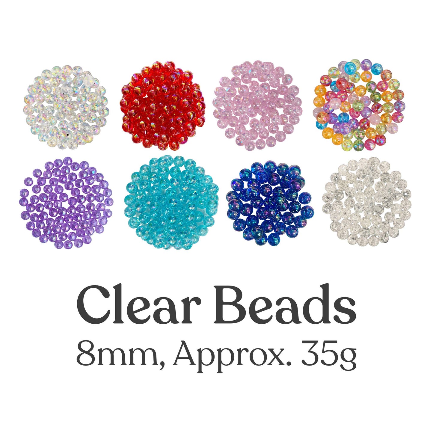 Jewelry - Clear Beads, Approx. 8mm 35g Red