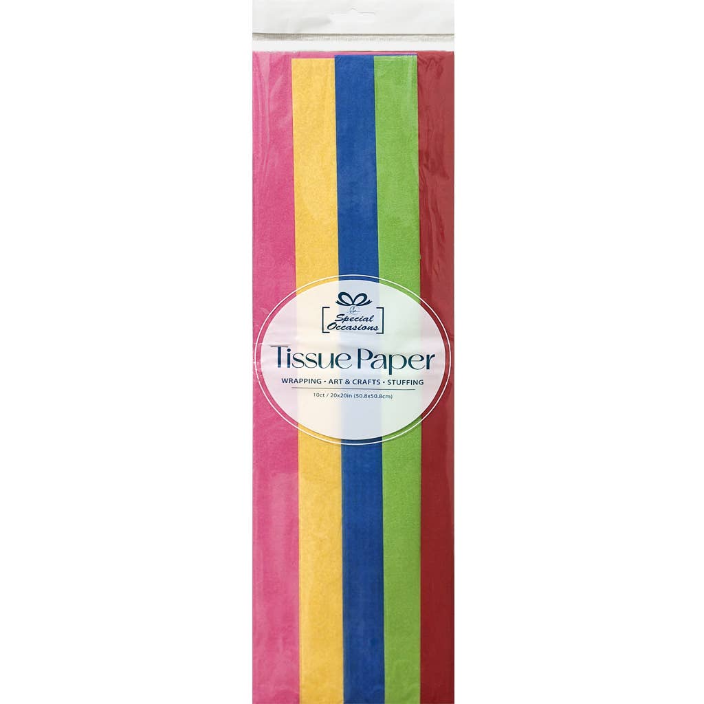 Tissue Paper - 10 Sheets Primary assort colors