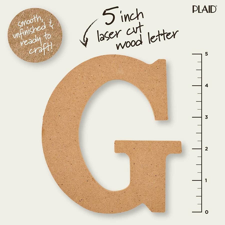 Wood - 5 inch MDF Letter - G