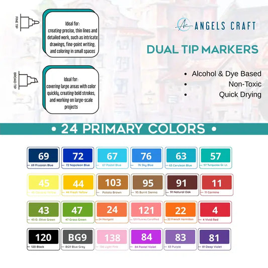 Marker - Primary Dual Tip Markers Set, 24 Colors