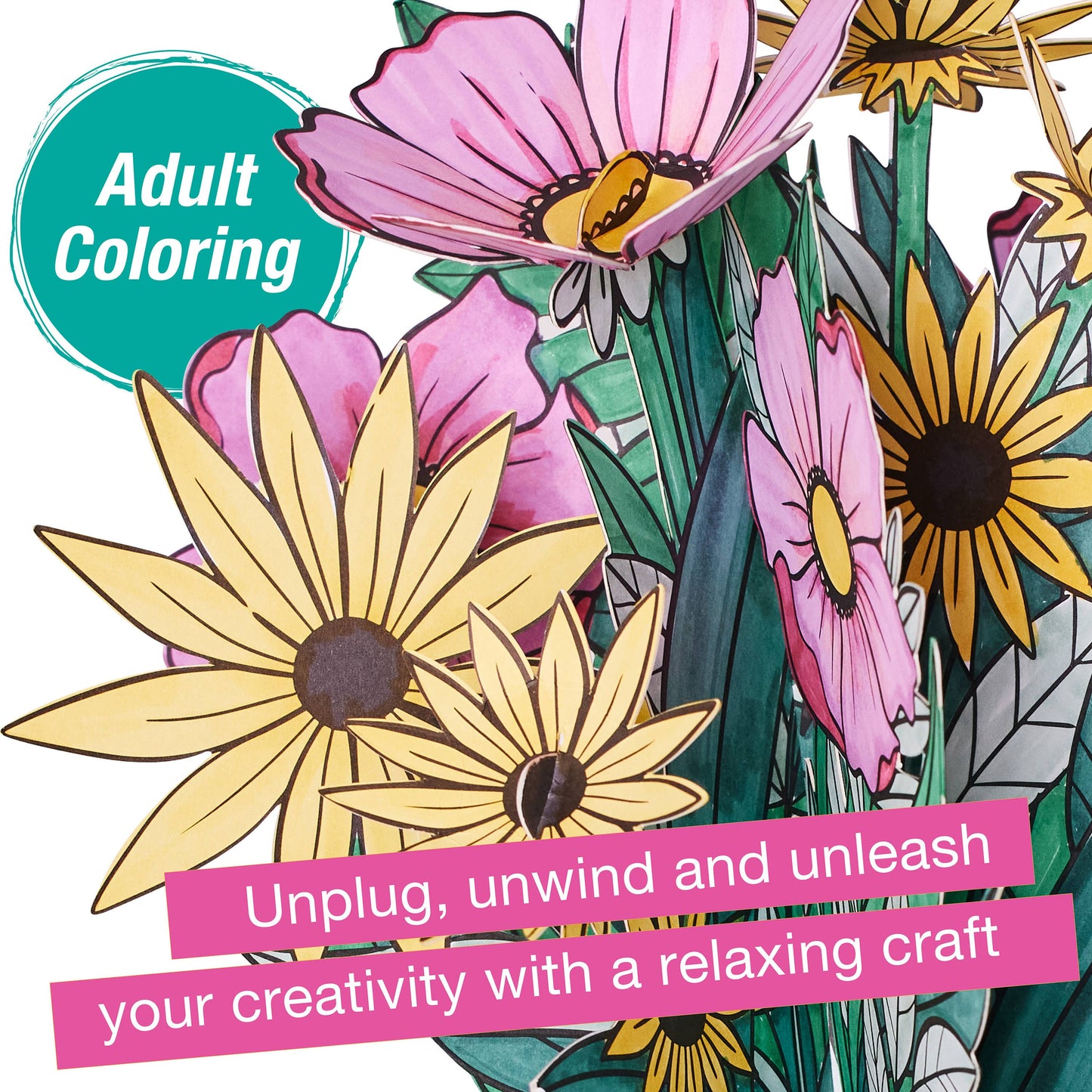 Coloring - Pop Up Coloring Wildflower Bouquet - Adult Coloring Craft