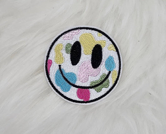 Patch - Colorful Pastel Cheetah Smile Face Iron On Patches