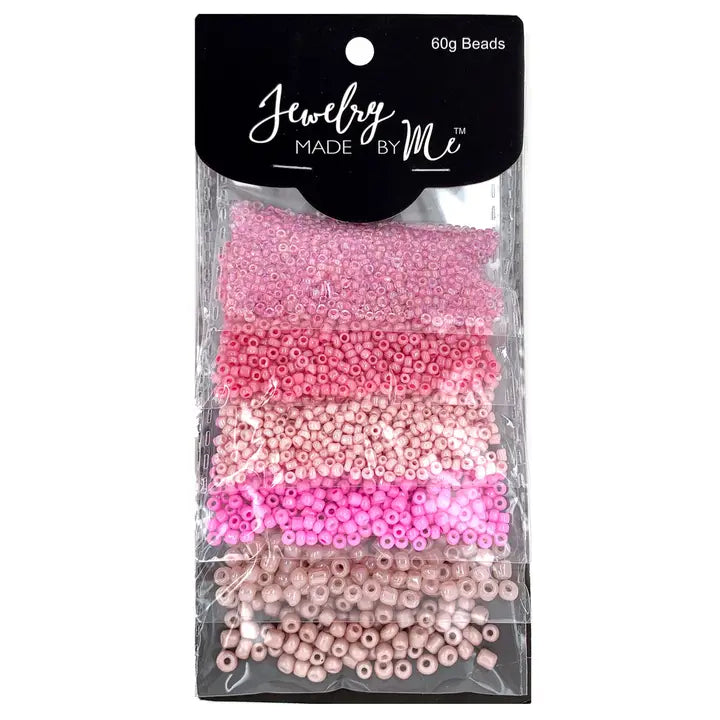 Beads - Jewelry - Mixed Seed Bead Assortment, Pink 60gm