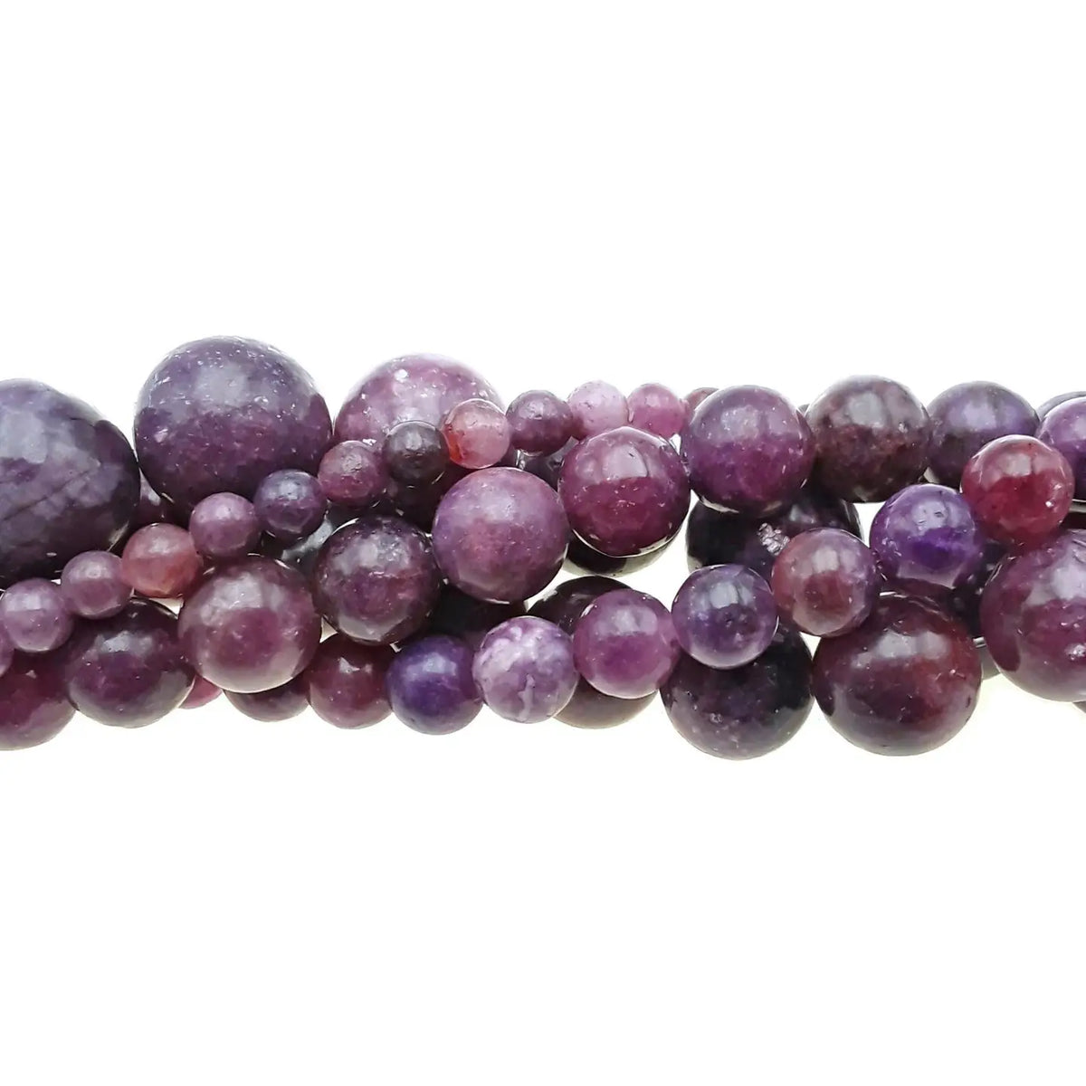 Beads - Dark Lepidolite Smooth Round Beads 8mm Approx 15.5" Strand
