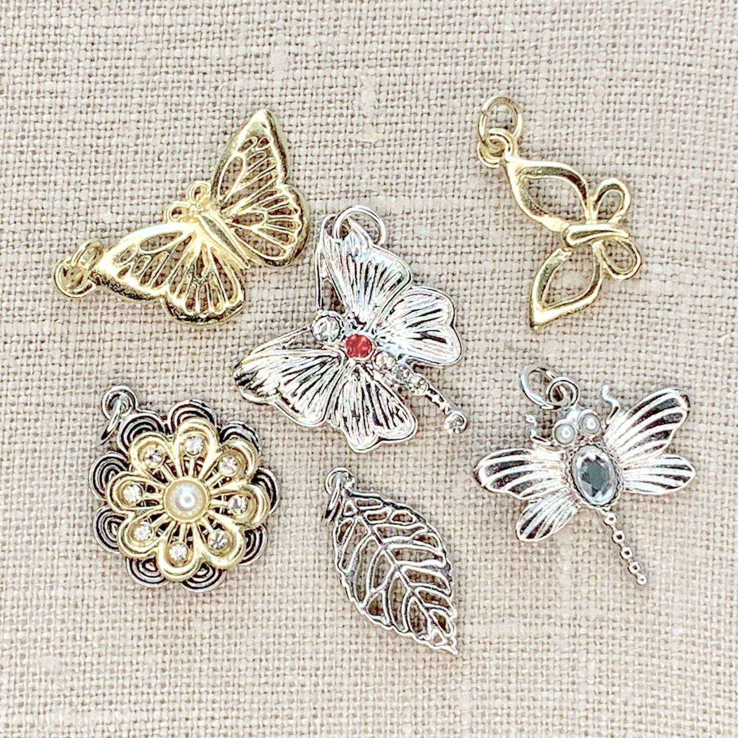 Jewelry - Silver and Gold Mixed Metal Garden Charms 6pc Set
