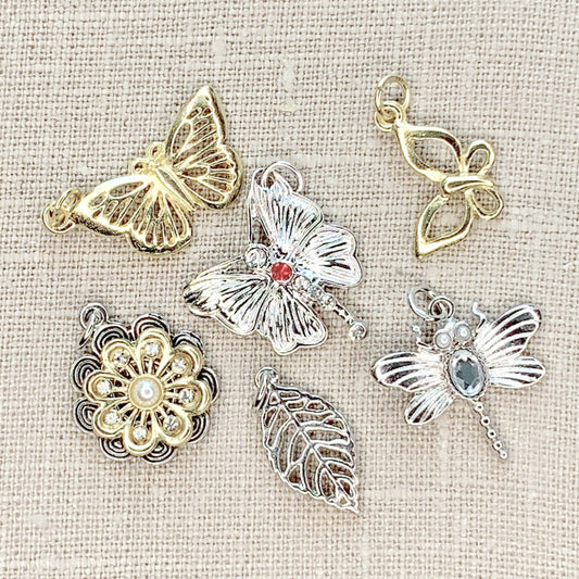 Jewelry - Silver and Gold Mixed Metal Garden Charms 6pc Set