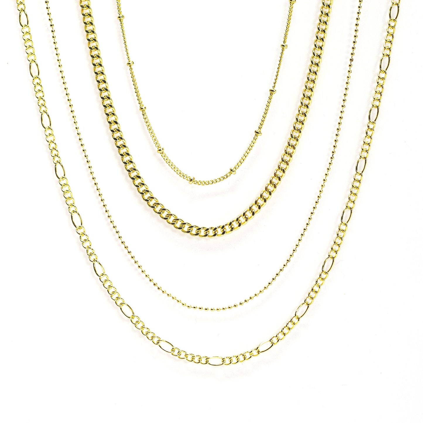 Jewelry - Gold Multi Chain Necklaces 4pc Set