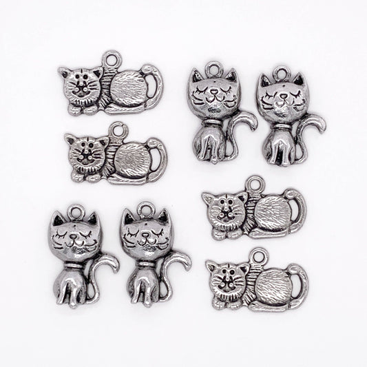 Jewelry - Adorable Cat Charms in Silver 8pc