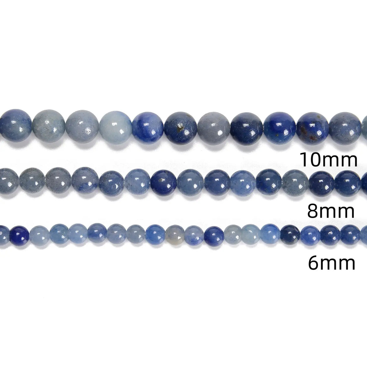 Beads - Blue Aventurine Smooth Round Beads 8mm 15.5" Strand