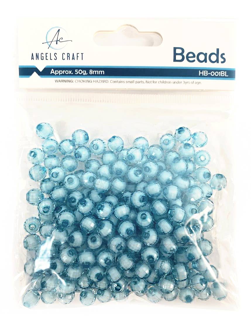 Beads - Faceted Acrylic Beads 8mm Blue