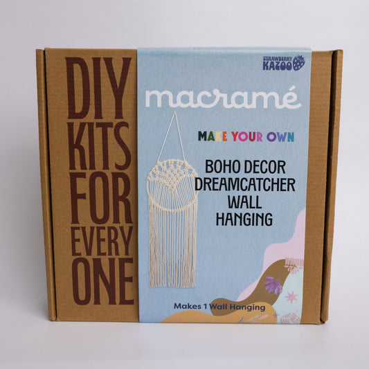 Macramé - Dreamcatcher Wall Hanging Kit – Boho Decor with Cotton Cord & Metal Hoop