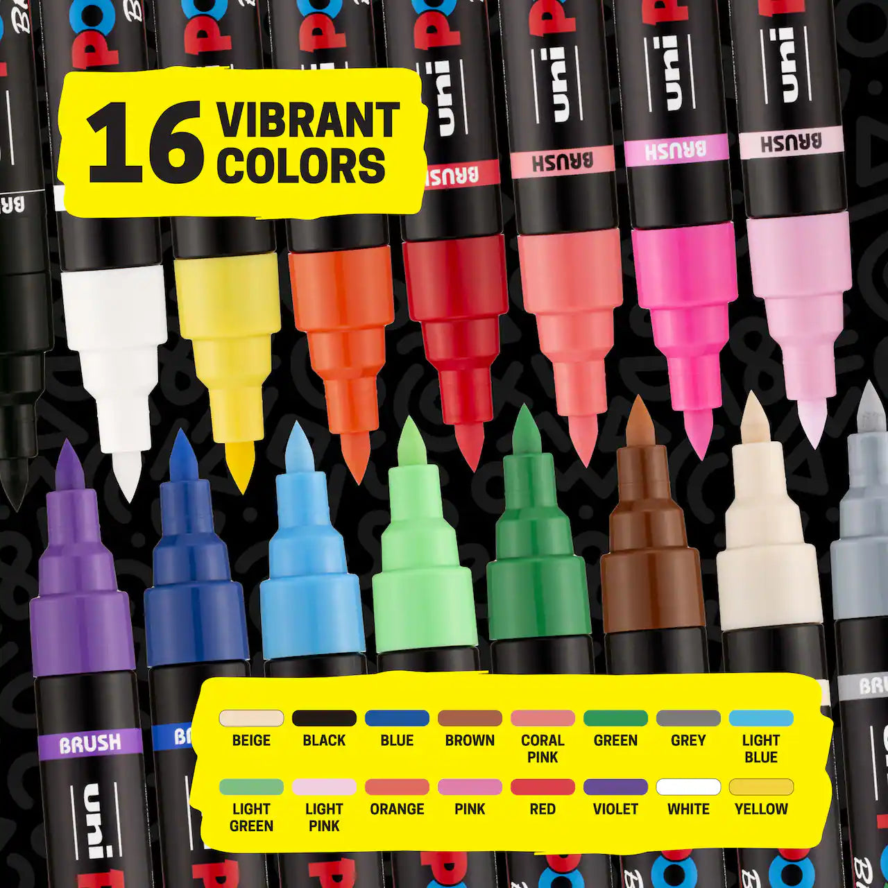 Markers - POSCA 5BR Paint Marker Brush Tip (1-4mm) 16/Pkg