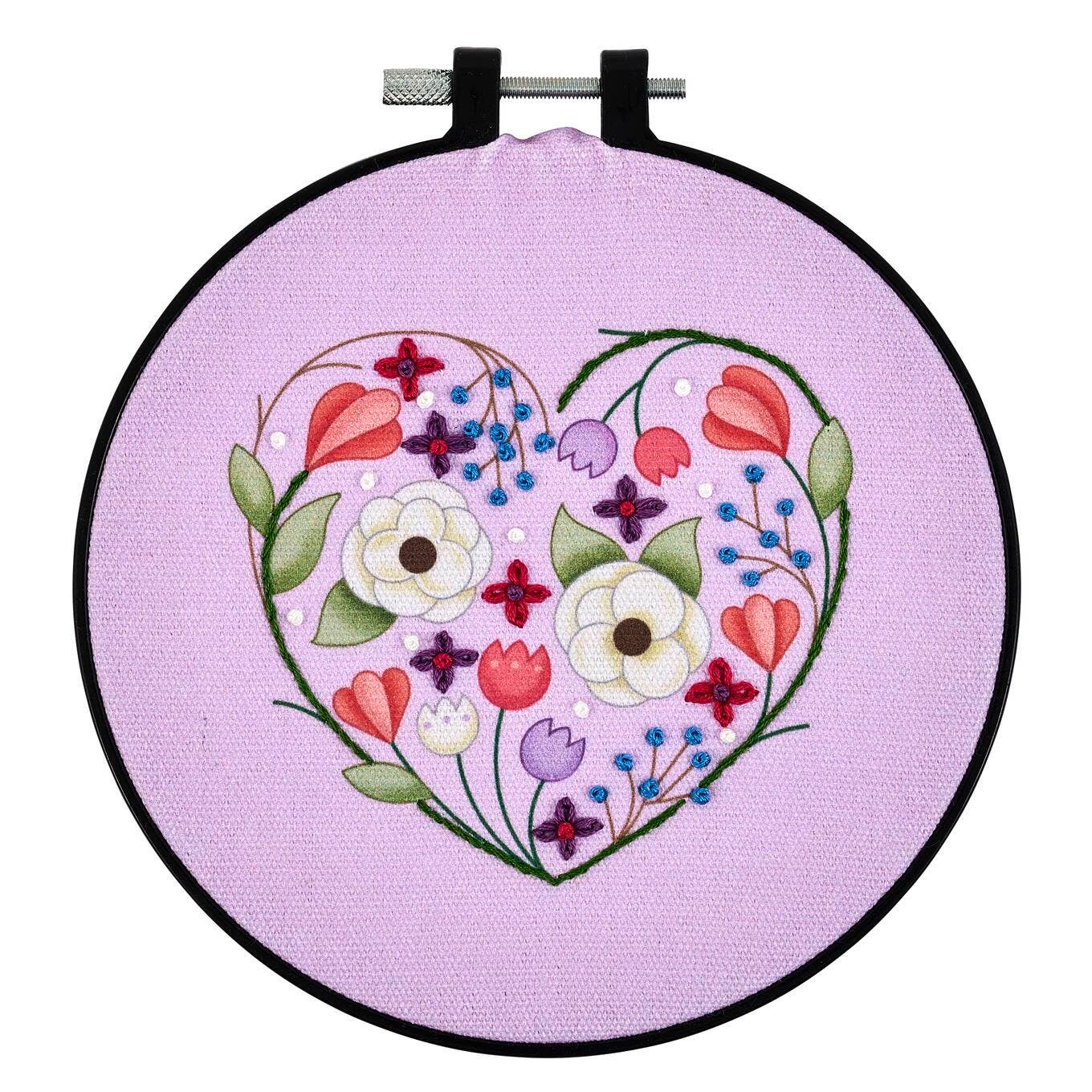 Stamped Embroidery Kit - Peaceful Floral 6"