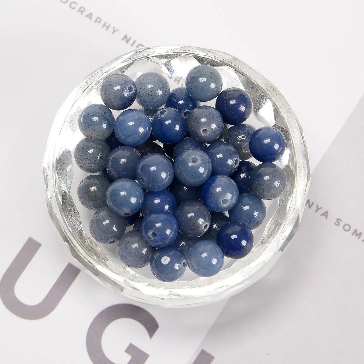 Beads - Blue Aventurine Smooth Round Beads 8mm 15.5" Strand