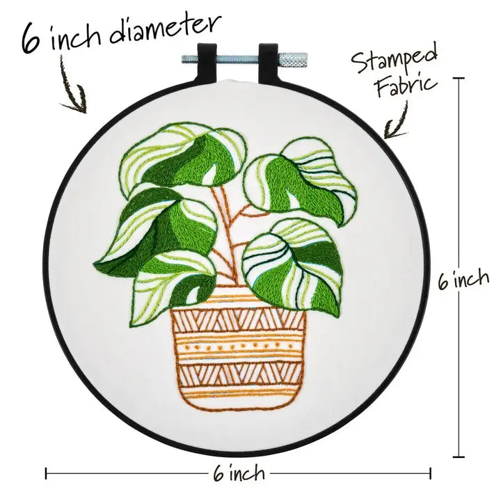 Cross Stitch - Bucilla Stamped Embroidery Kit - Potted Beauty 6"