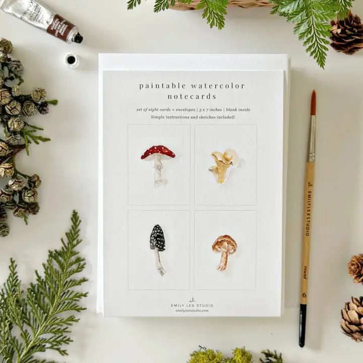 Notecards - Mushrooms Paintable Watercolor Notecard Set